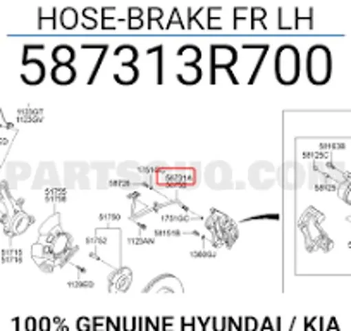 Шланг гальмівний передній, лівий 587313R700 Hyundai/Kia