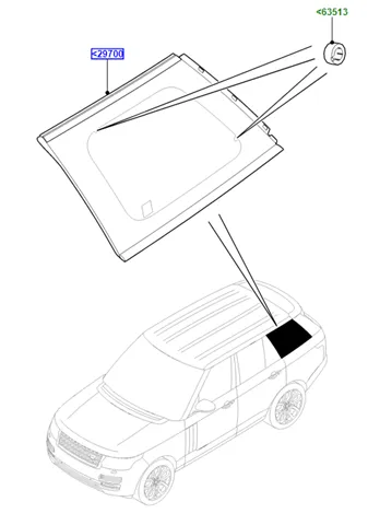 Скло багажного відсіку, праве LR076519 Land Rover
