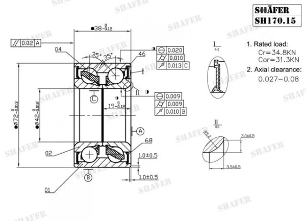 Підшипник ступиці SH17015 Shafer