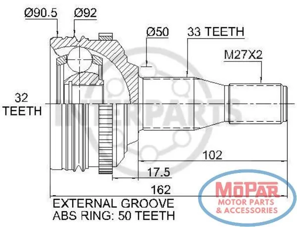 Ліва піввісь CH122059A Interparts